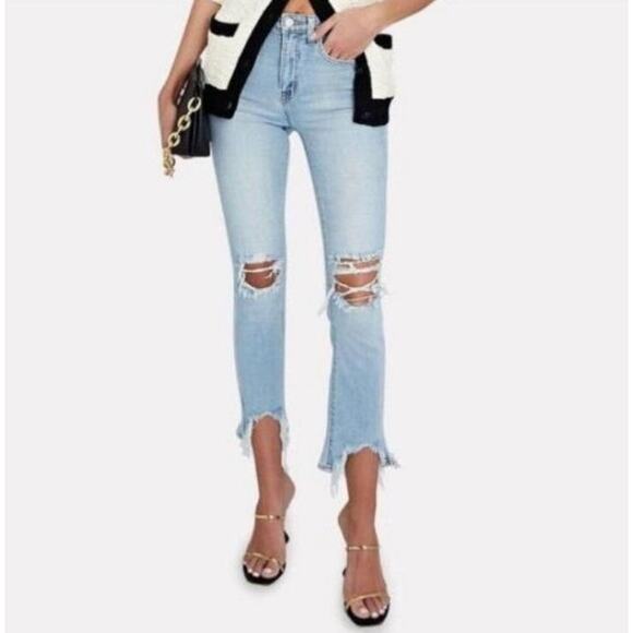 L'Agence Light Distressed High Rise Skinny Frayed Hem Sz 26 - Picture 1 of 9